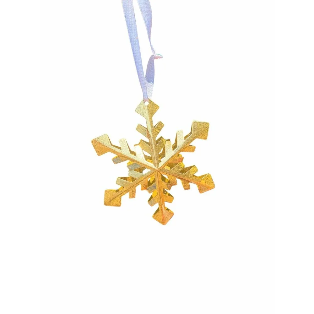 New Macy's Holiday Lane gold 3D snowflake Christmas ornament